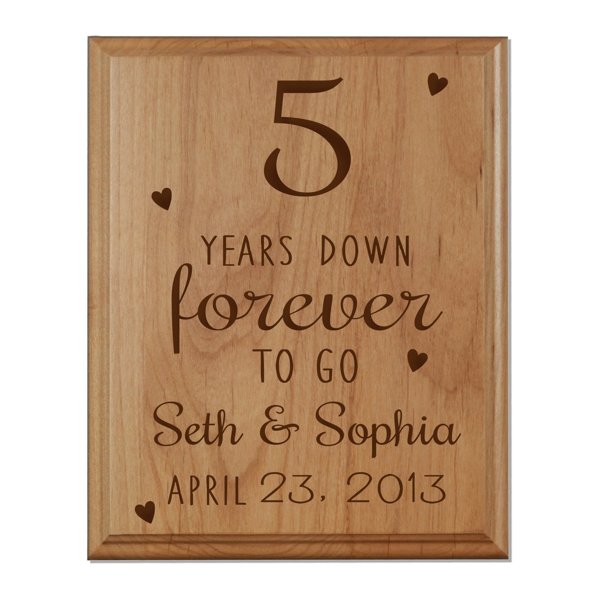 Personalized 8x10 Anniversary Plaques - 5 Year Down - LifeSong Milestones