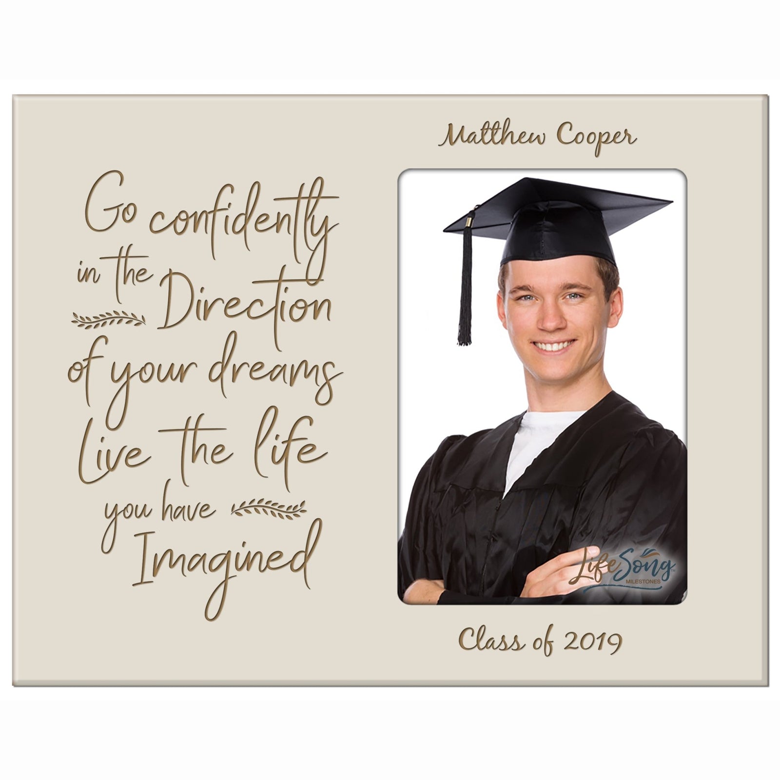 Personalized 8x10 Graduation Vertical Photo Frame Gift -Go Confidently - LifeSong Milestones