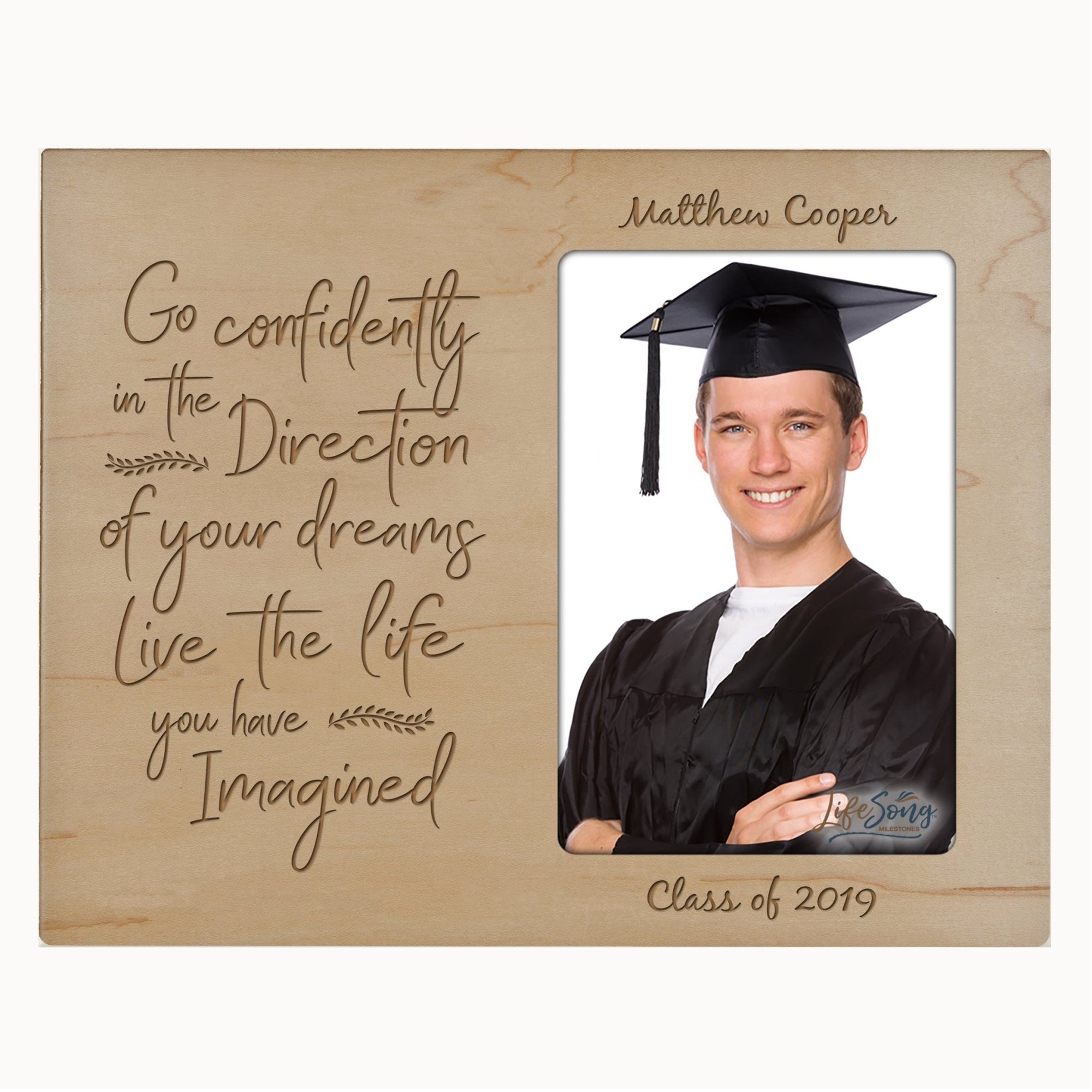 Personalized 8x10 Graduation Vertical Photo Frame Gift -Go Confidently - LifeSong Milestones