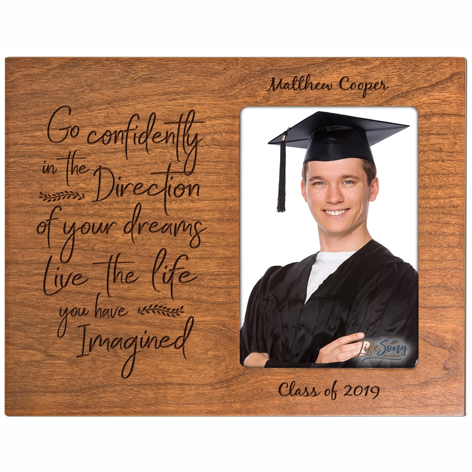 Personalized 8x10 Graduation Vertical Photo Frame Gift -Go Confidently - LifeSong Milestones