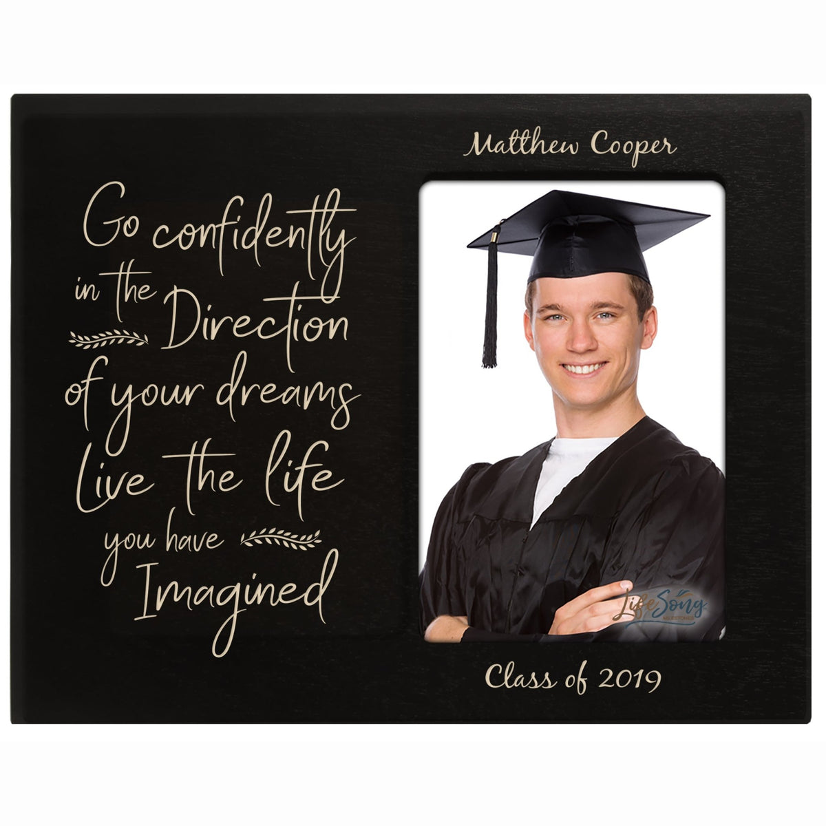 Personalized 8x10 Graduation Vertical Photo Frame Gift -Go Confidently - LifeSong Milestones