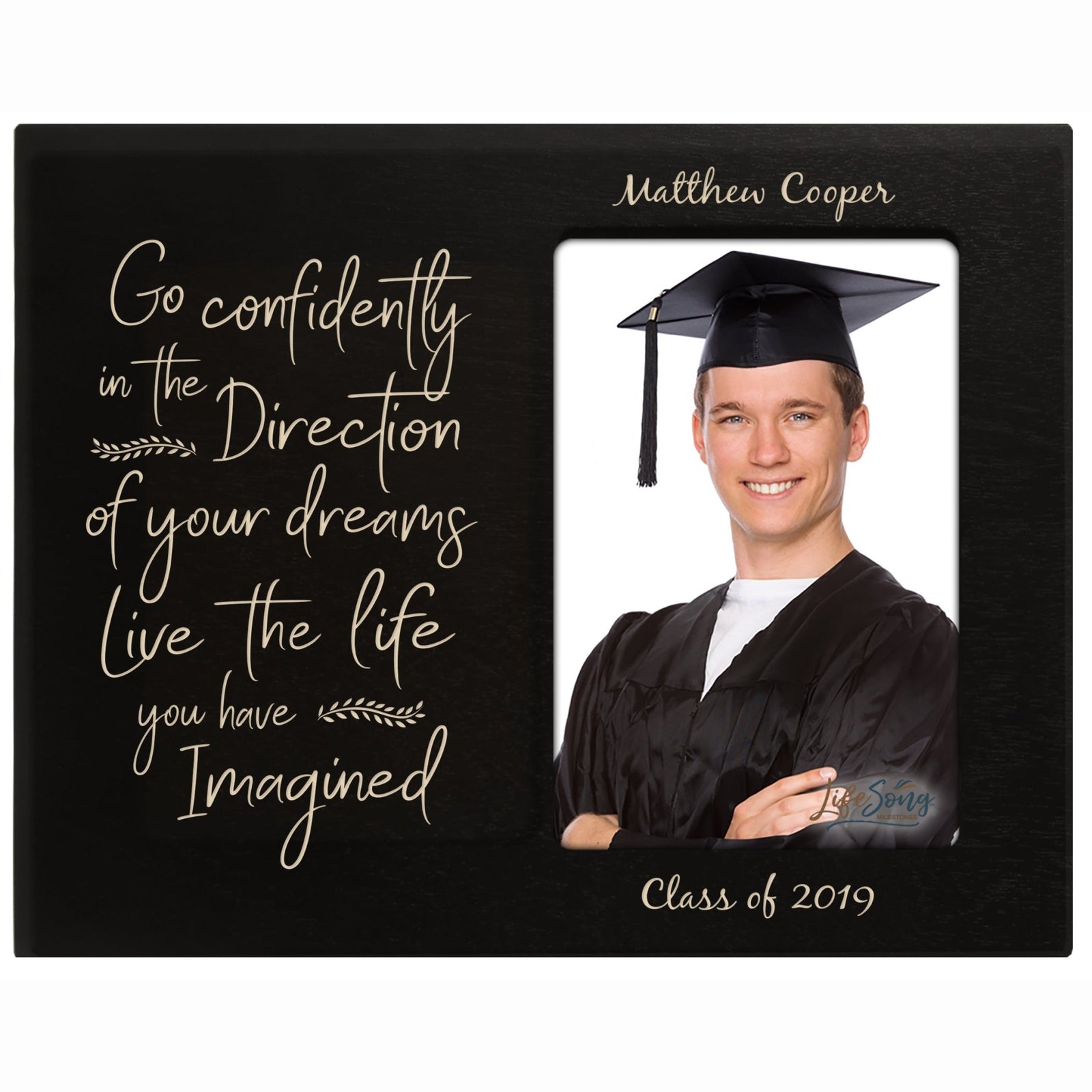 Personalized 8x10 Graduation Vertical Photo Frame Gift -Go Confidently - LifeSong Milestones