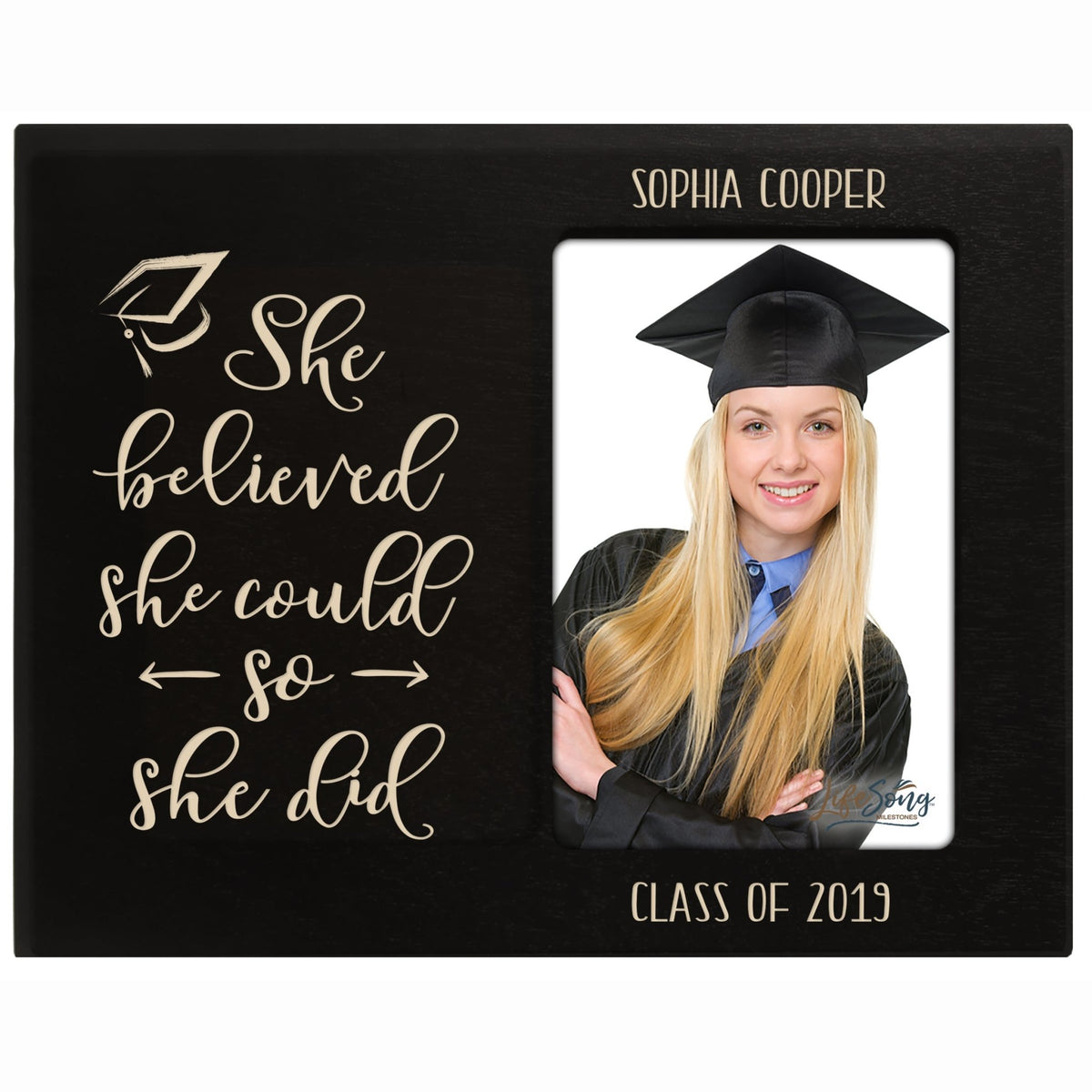 Personalized 8x10 Graduation Vertical Photo Frame Gift - She Believed - LifeSong Milestones