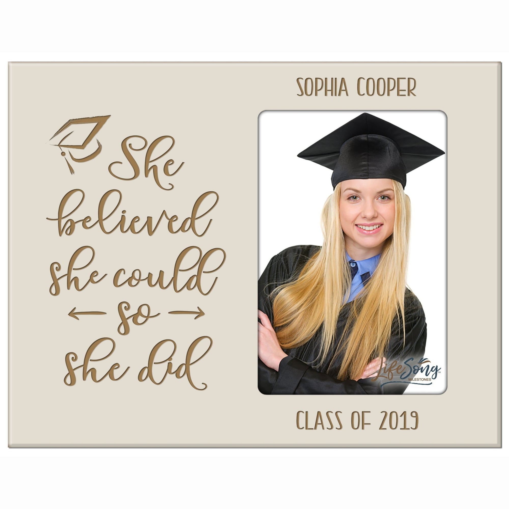 Personalized 8x10 Graduation Vertical Photo Frame Gift - She Believed - LifeSong Milestones