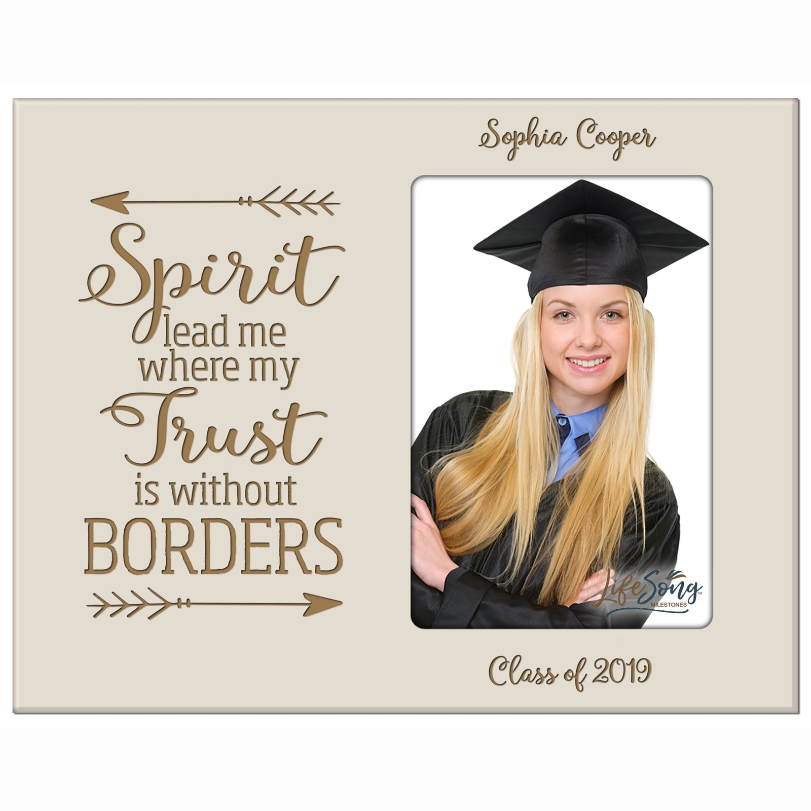 Personalized 8x10 Graduation Vertical Photo Frame Gift - Spirit Lead Me - LifeSong Milestones