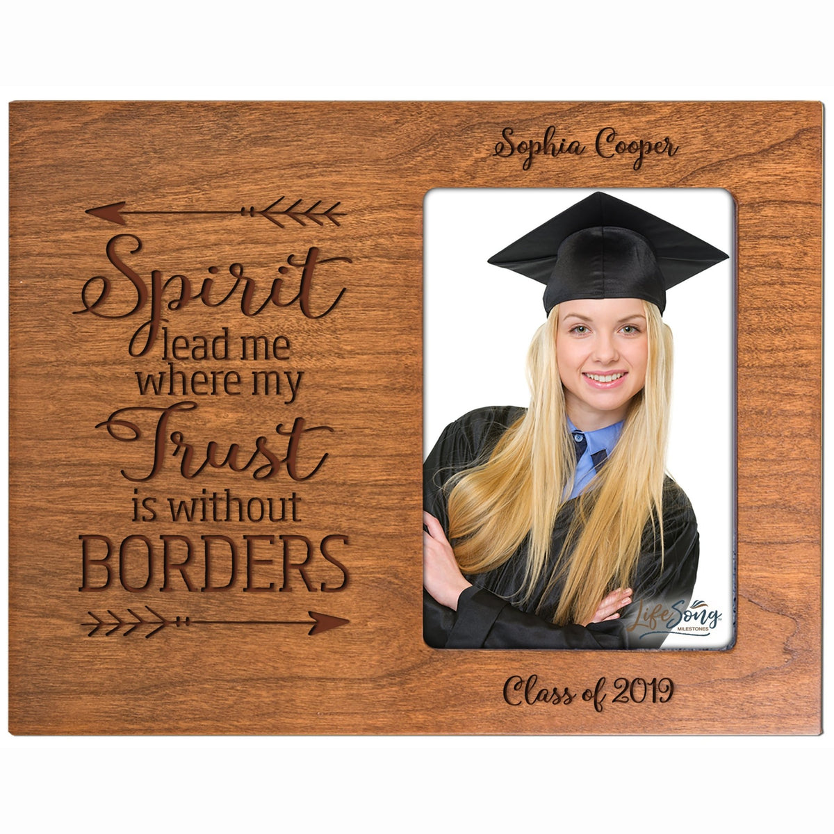 Personalized 8x10 Graduation Vertical Photo Frame Gift - Spirit Lead Me - LifeSong Milestones