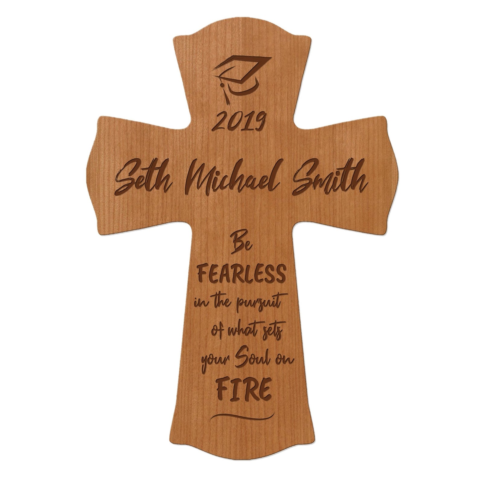 Personalized 8x11 Graduation Cross Gift For Graduate - Be Fearless - LifeSong Milestones