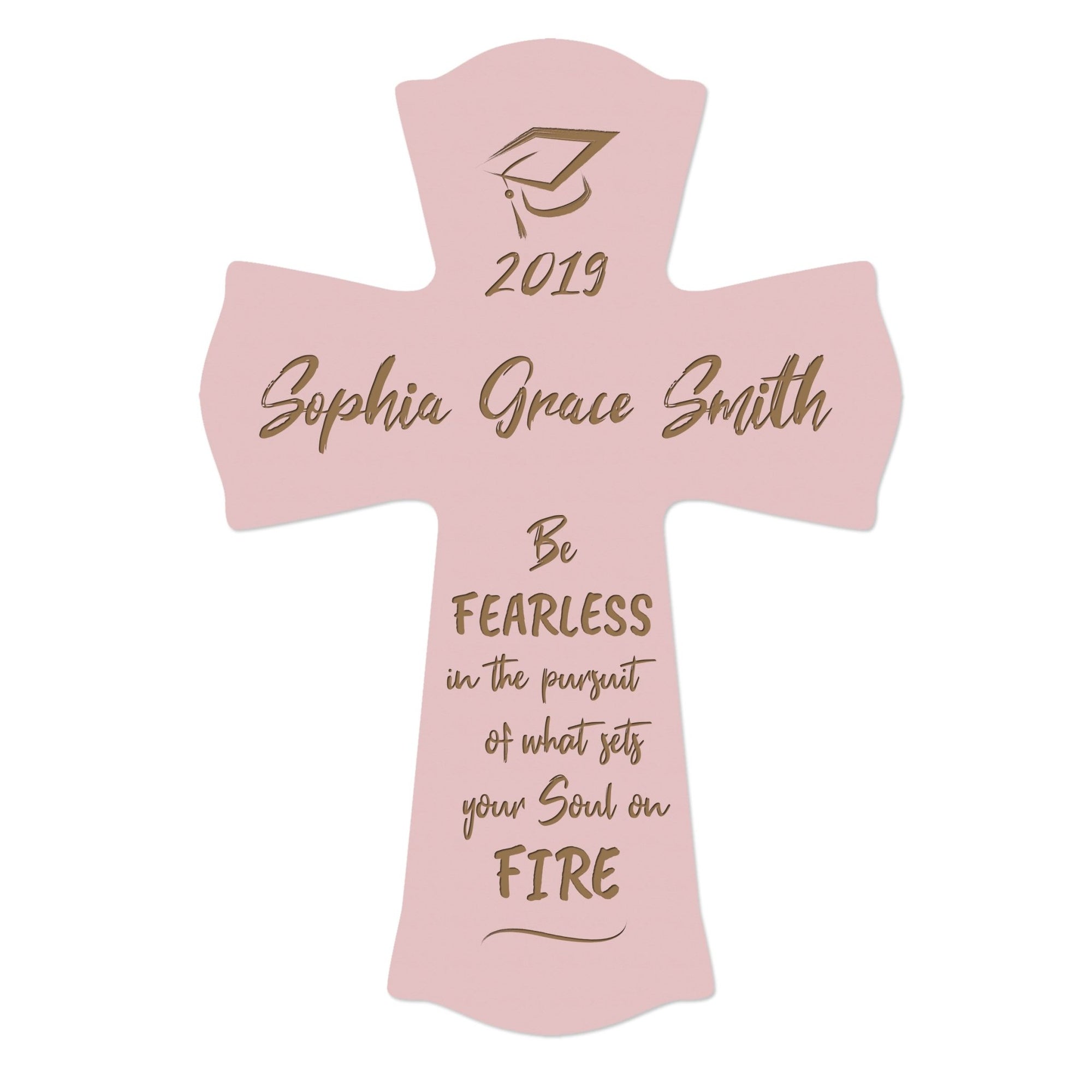 Personalized 8x11 Graduation Cross Gift For Graduate - Be Fearless - LifeSong Milestones