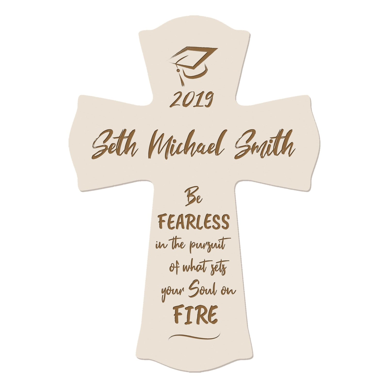 Personalized 8x11 Graduation Cross Gift For Graduate - Be Fearless - LifeSong Milestones