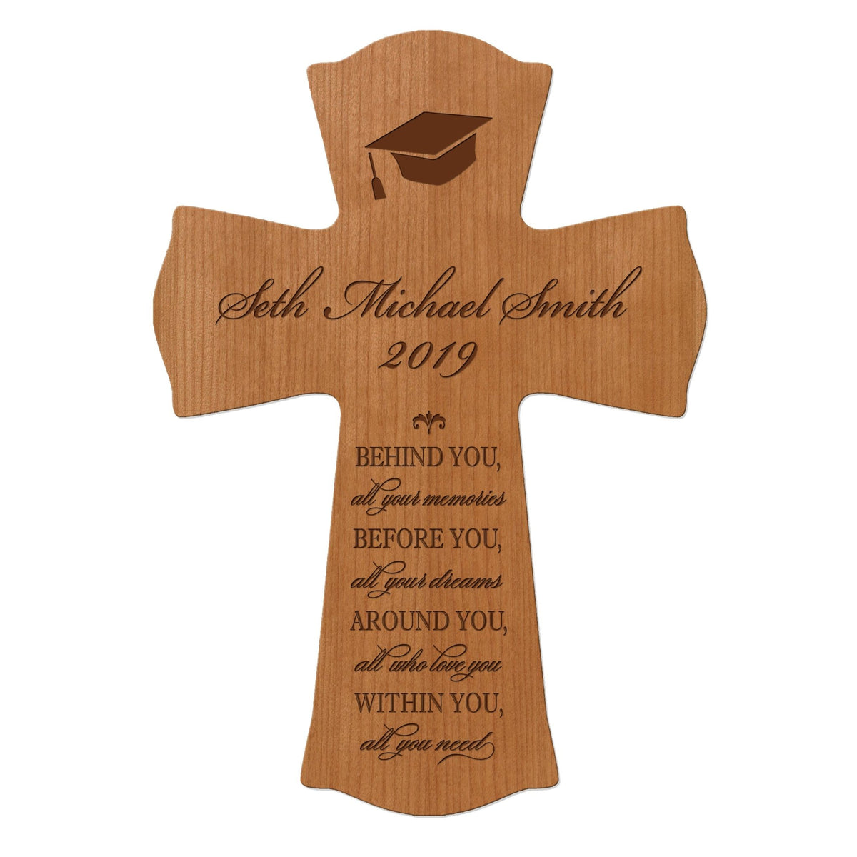 Personalized 8x11 Graduation Cross Gift For Graduate - Behind You - LifeSong Milestones