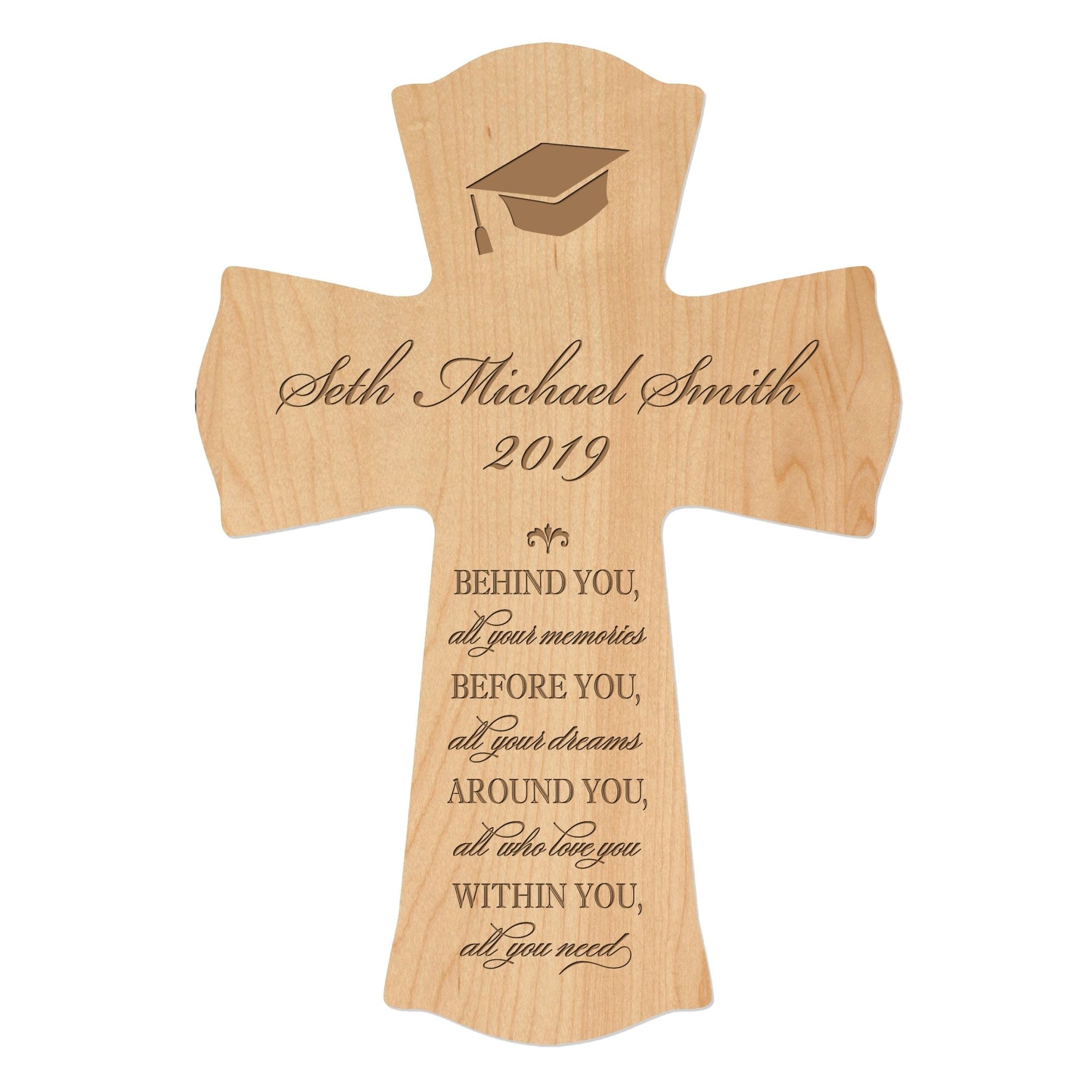 Personalized 8x11 Graduation Cross Gift For Graduate - Behind You - LifeSong Milestones