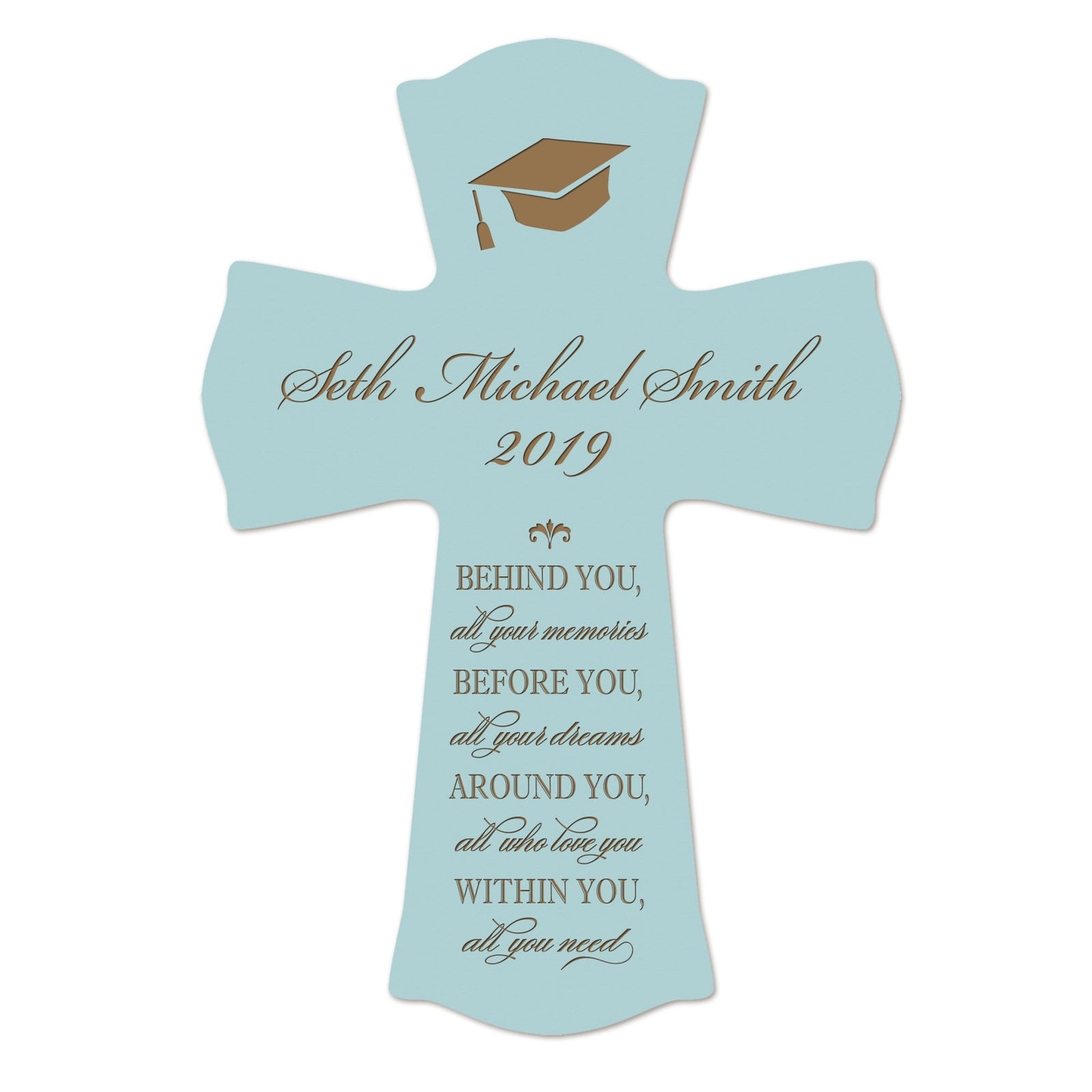 Personalized 8x11 Graduation Cross Gift For Graduate - Behind You - LifeSong Milestones