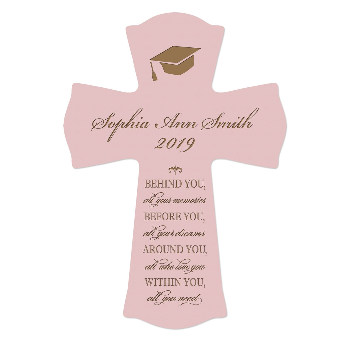 Personalized 8x11 Graduation Cross Gift For Graduate - Behind You - LifeSong Milestones