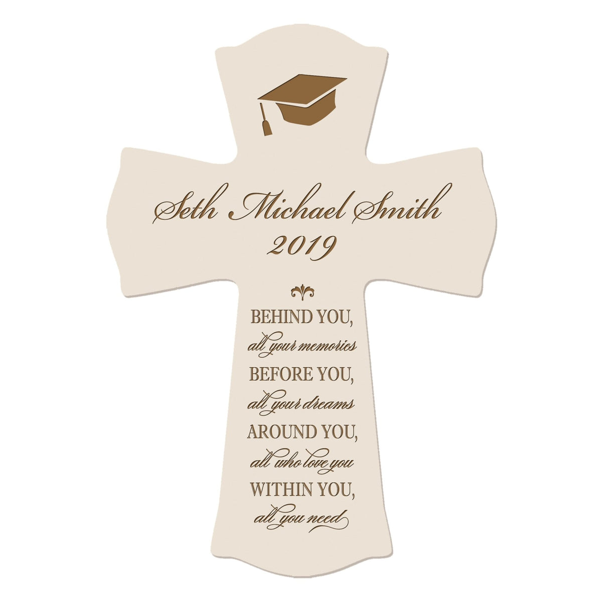 Personalized 8x11 Graduation Cross Gift For Graduate - Behind You - LifeSong Milestones