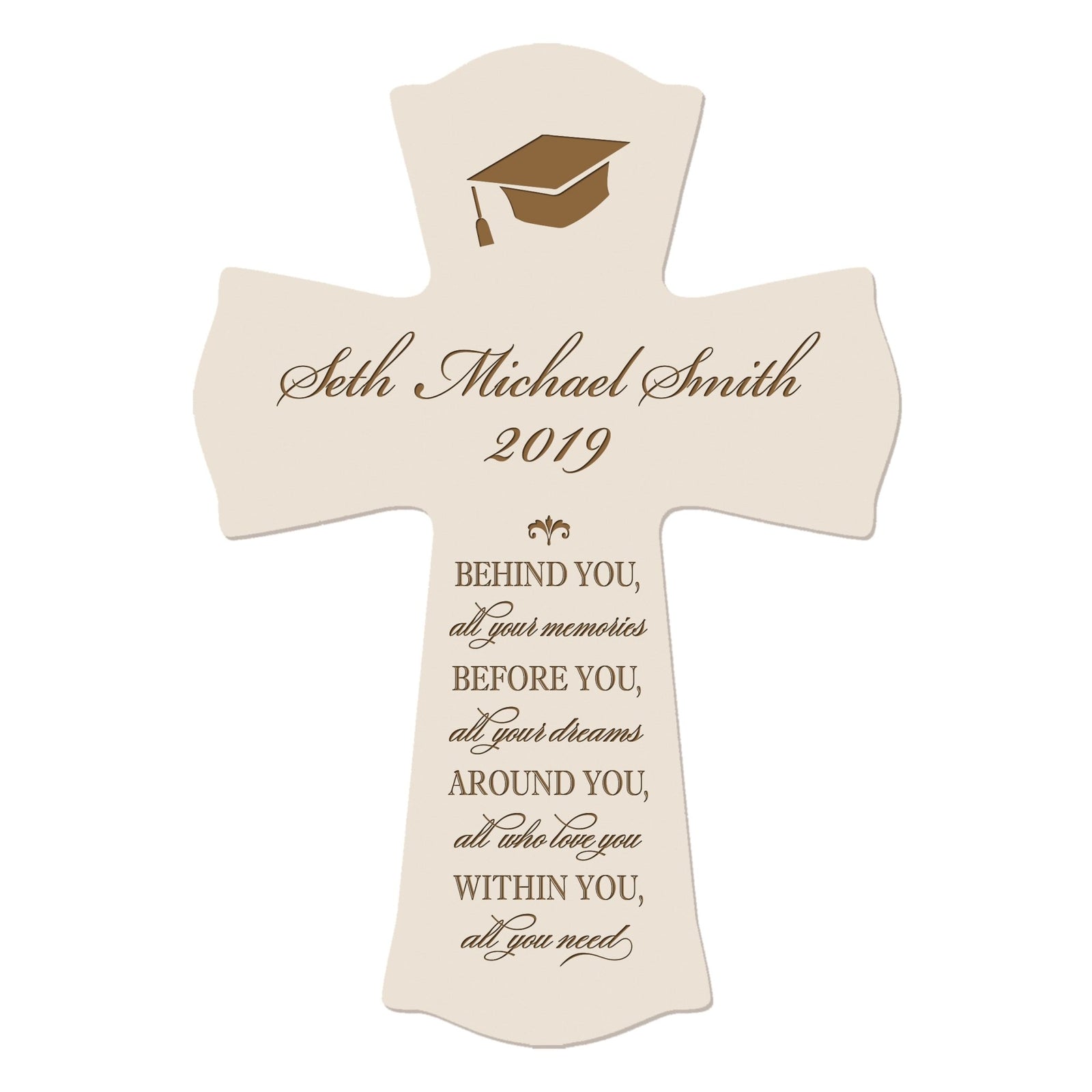 Personalized 8x11 Graduation Cross Gift For Graduate - Behind You - LifeSong Milestones