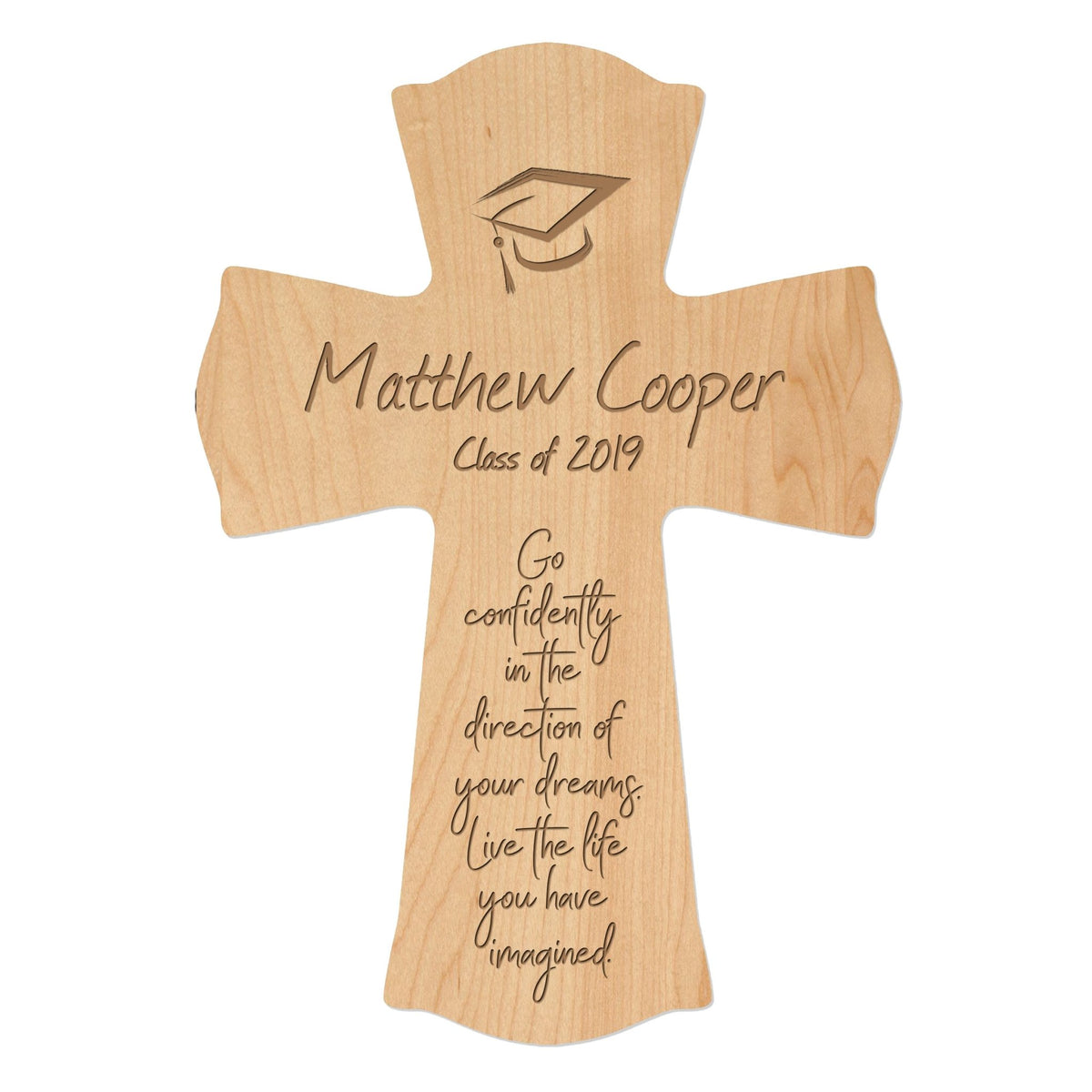 Personalized 8x11 Graduation Cross Gift For Graduate - Go Confidently - LifeSong Milestones