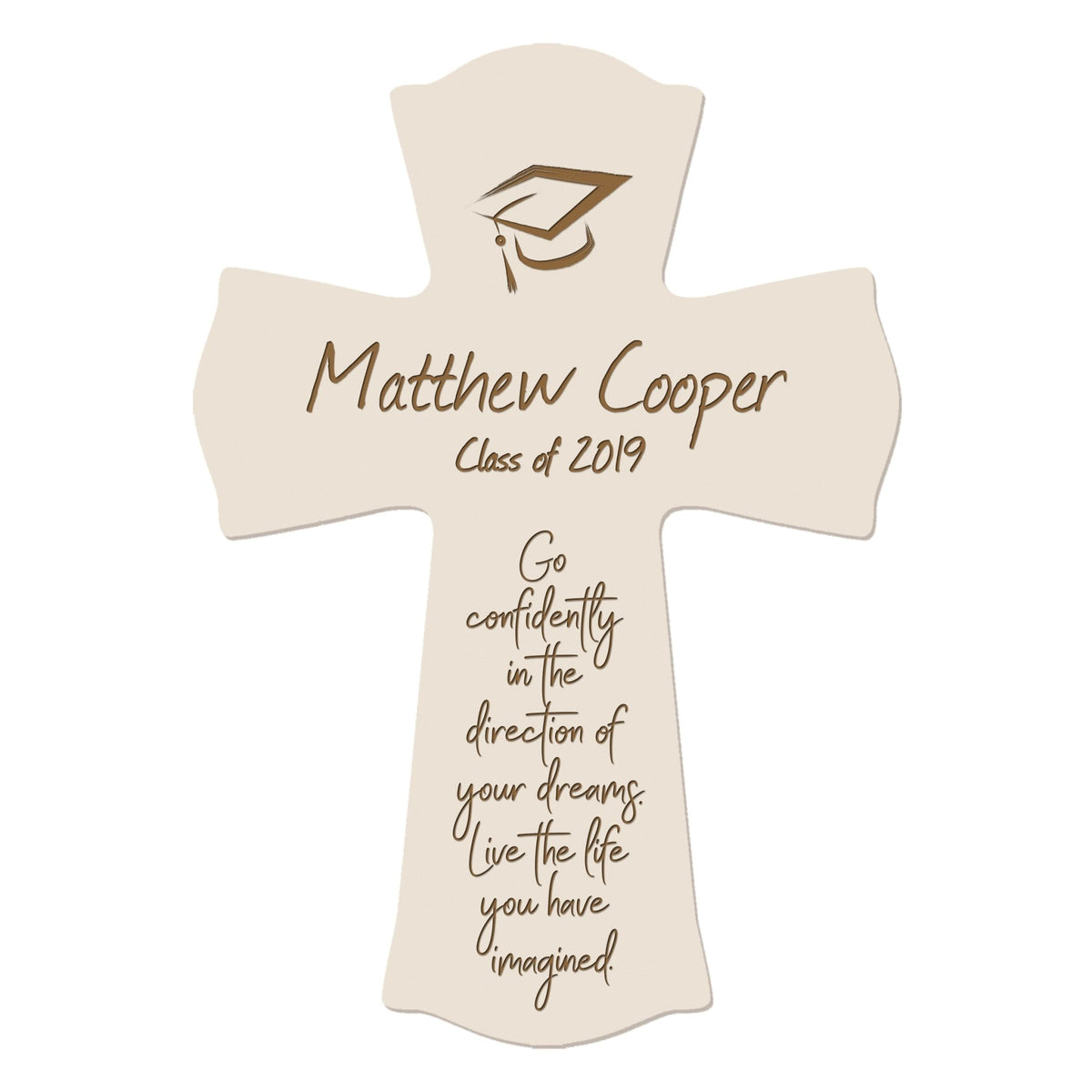 Personalized 8x11 Graduation Cross Gift For Graduate - Go Confidently - LifeSong Milestones