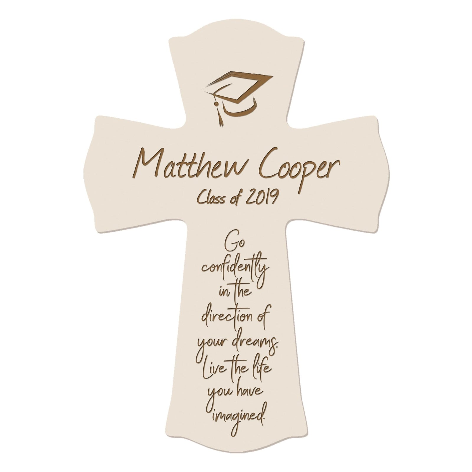 Personalized 8x11 Graduation Cross Gift For Graduate - Go Confidently - LifeSong Milestones