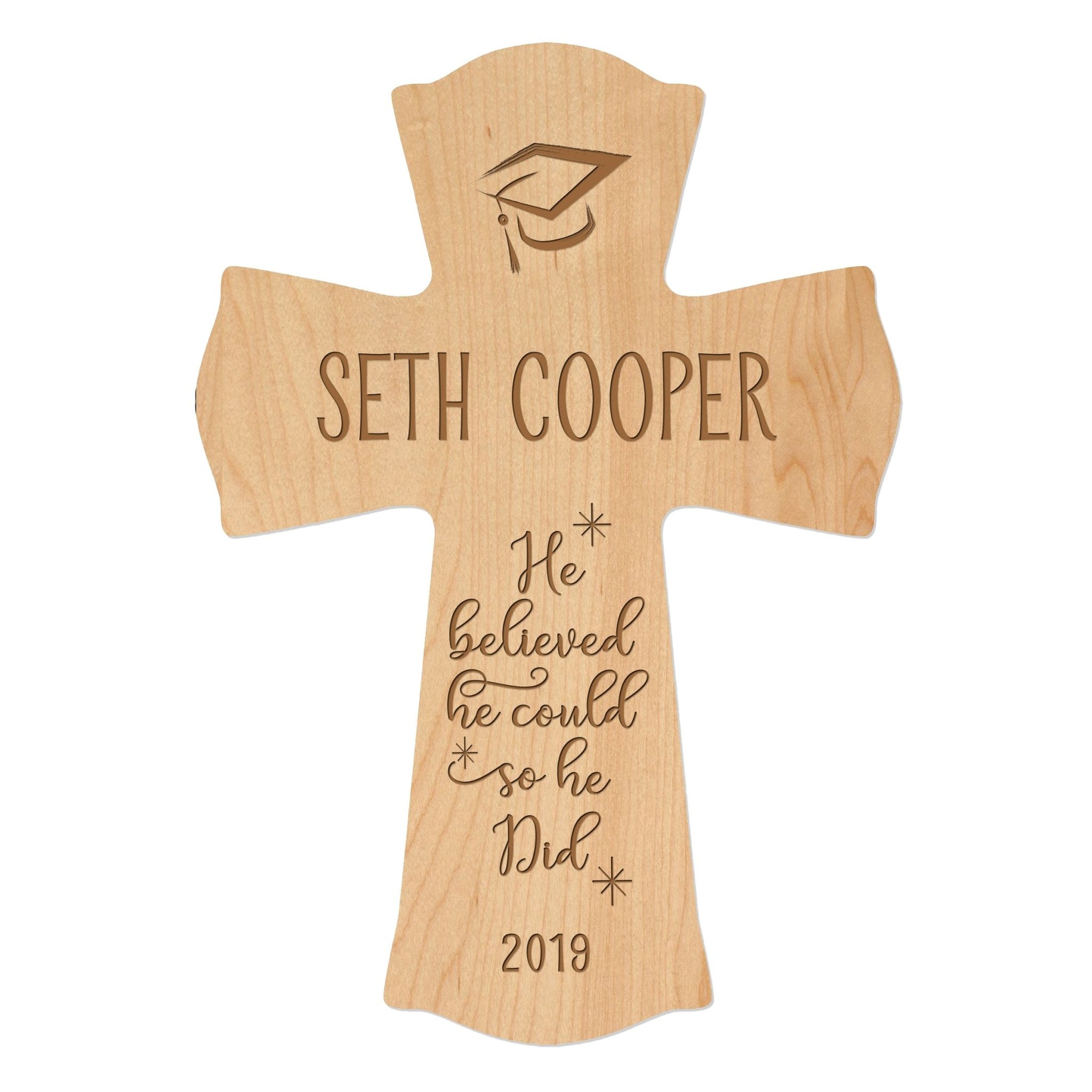 Personalized 8x11 Graduation Cross Gift For Graduate - He Believed - LifeSong Milestones