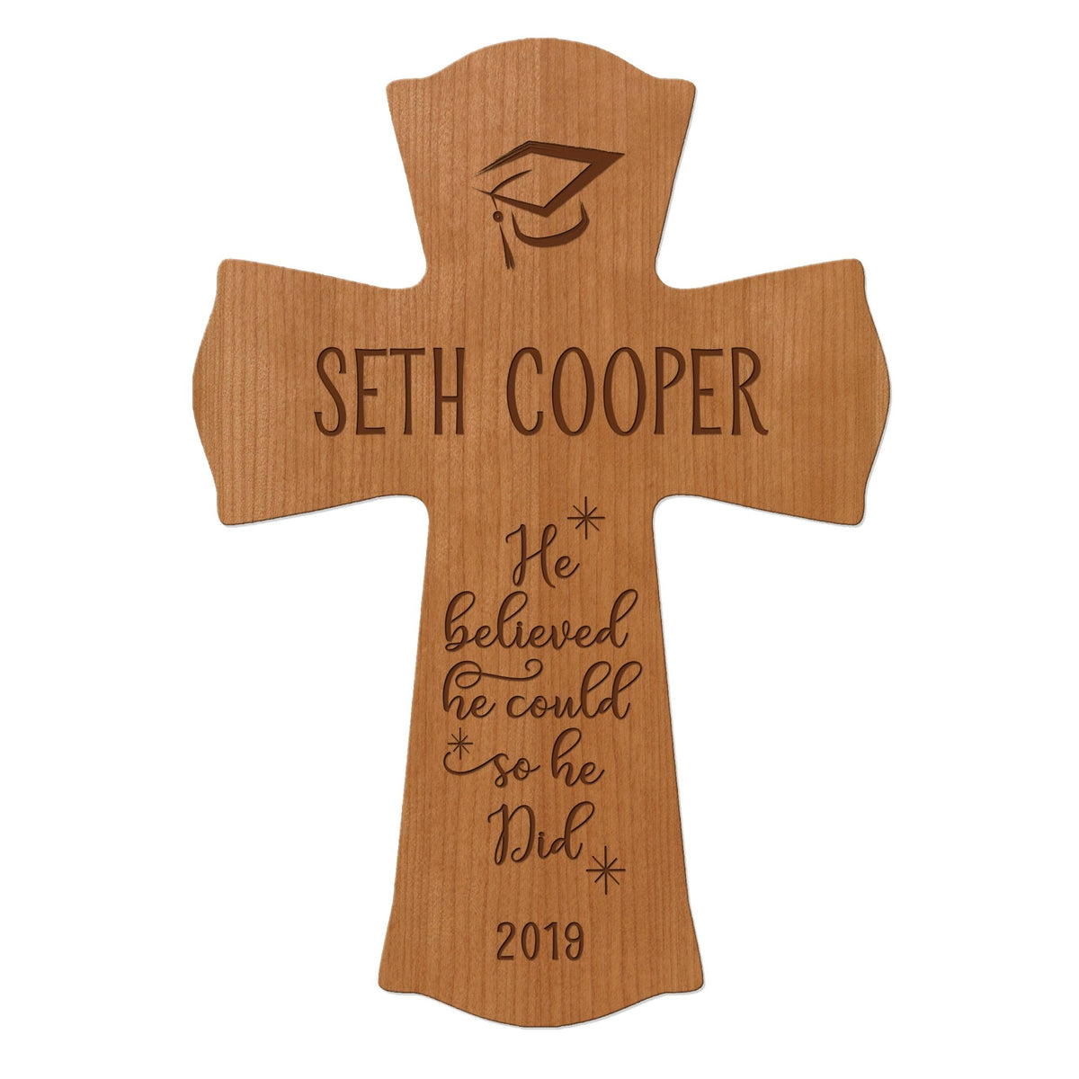 Personalized 8x11 Graduation Cross Gift For Graduate - He Believed - LifeSong Milestones