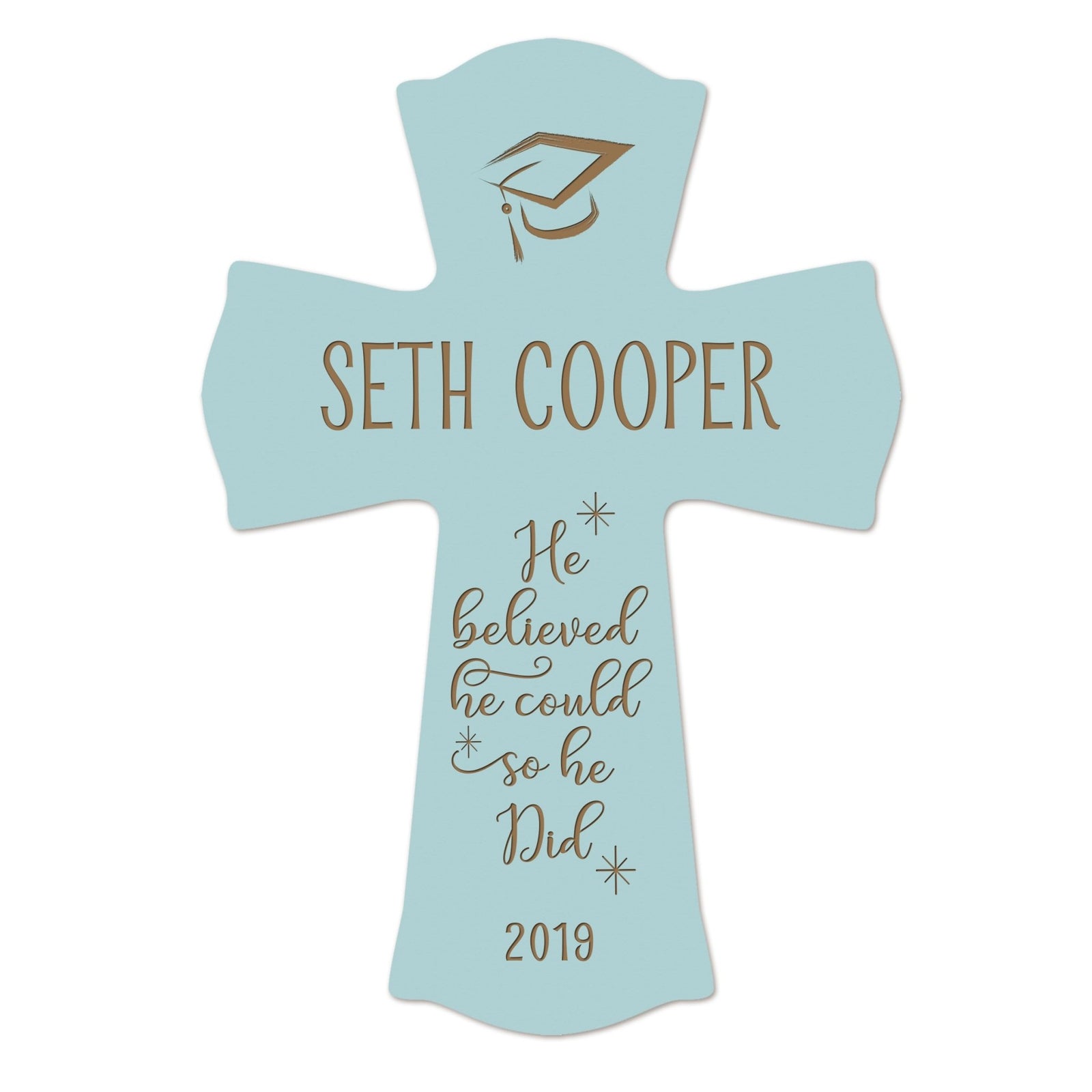 Personalized 8x11 Graduation Cross Gift For Graduate - He Believed - LifeSong Milestones