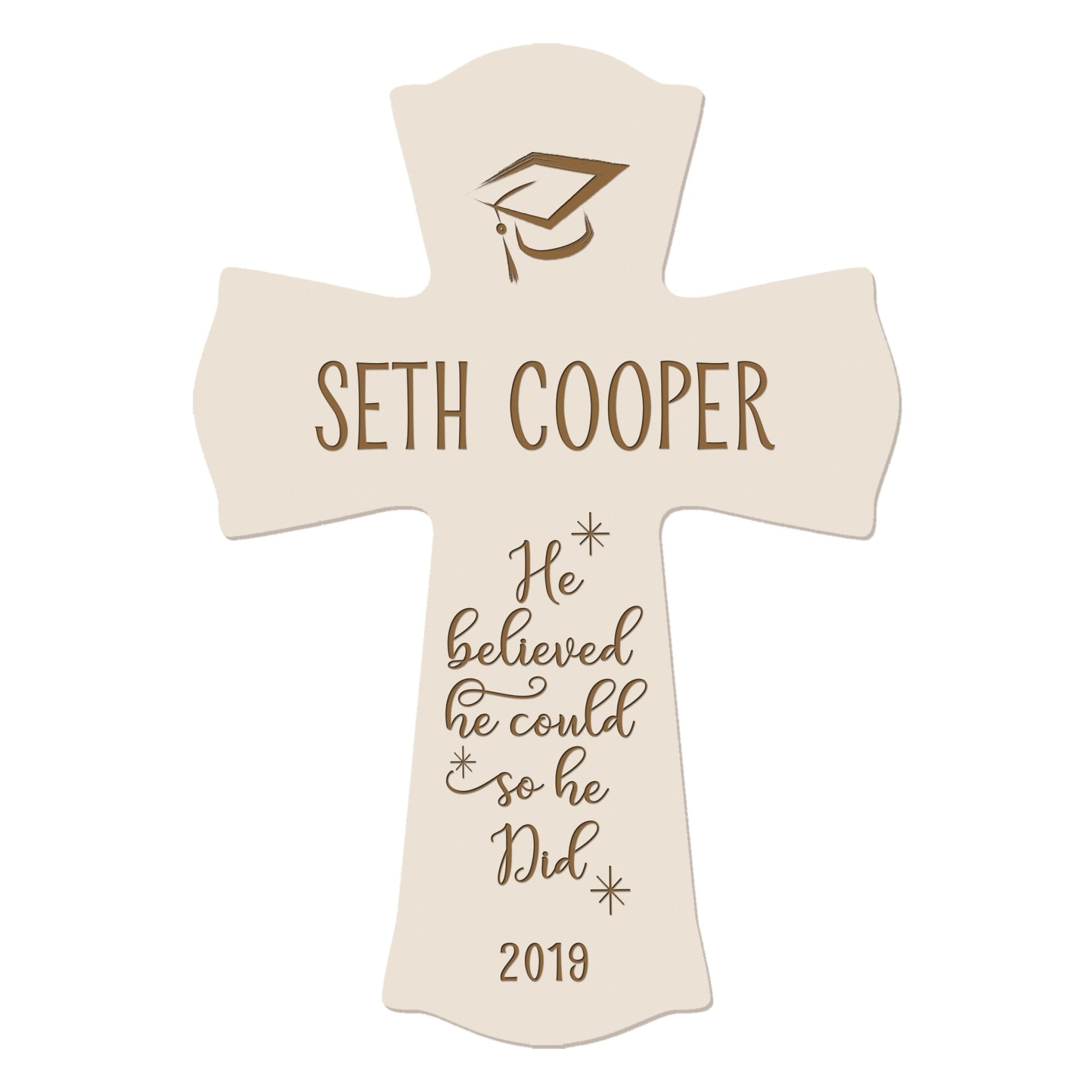 Personalized 8x11 Graduation Cross Gift For Graduate - He Believed - LifeSong Milestones