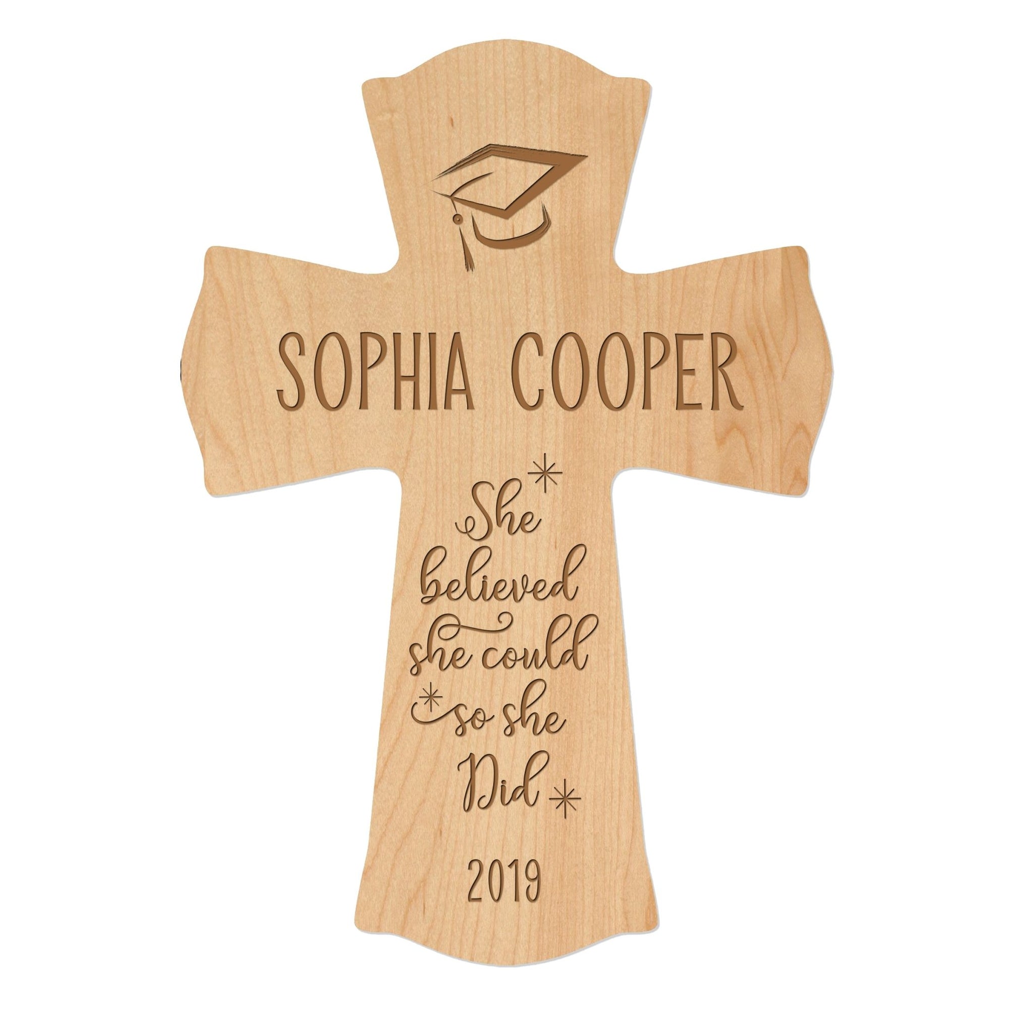 Personalized 8x11 Graduation Cross Gift For Graduate - She Believed - LifeSong Milestones