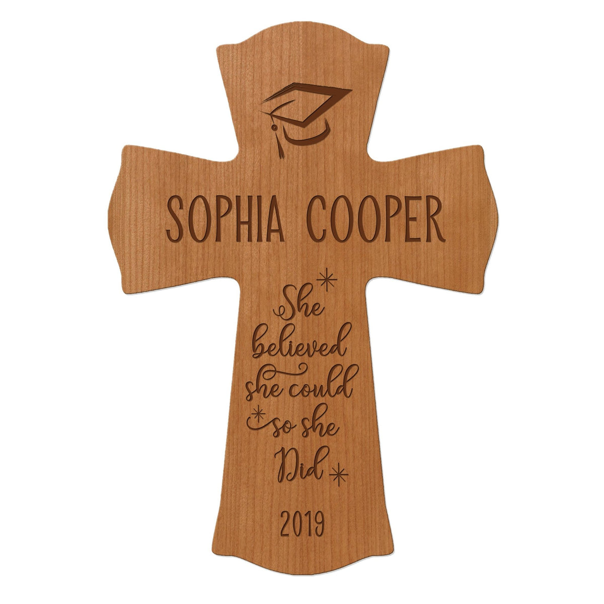Personalized 8x11 Graduation Cross Gift For Graduate - She Believed - LifeSong Milestones