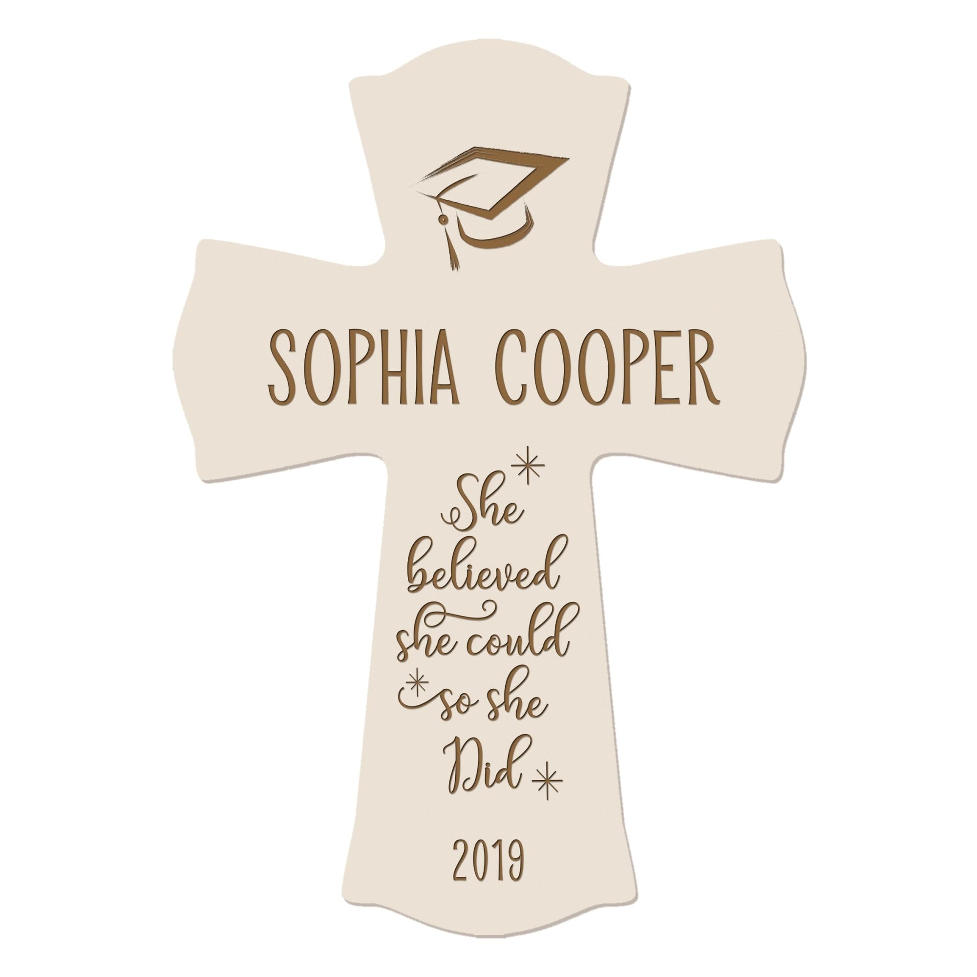 Personalized 8x11 Graduation Cross Gift For Graduate - She Believed - LifeSong Milestones
