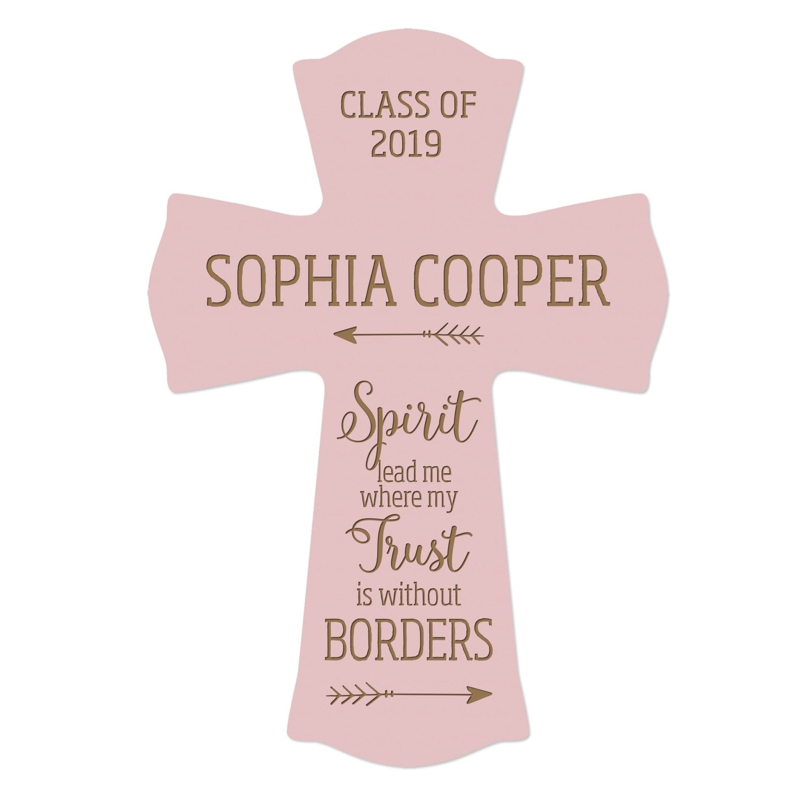 Personalized 8x11 Graduation Cross Gift For Graduate - Spirit Lead Me - LifeSong Milestones