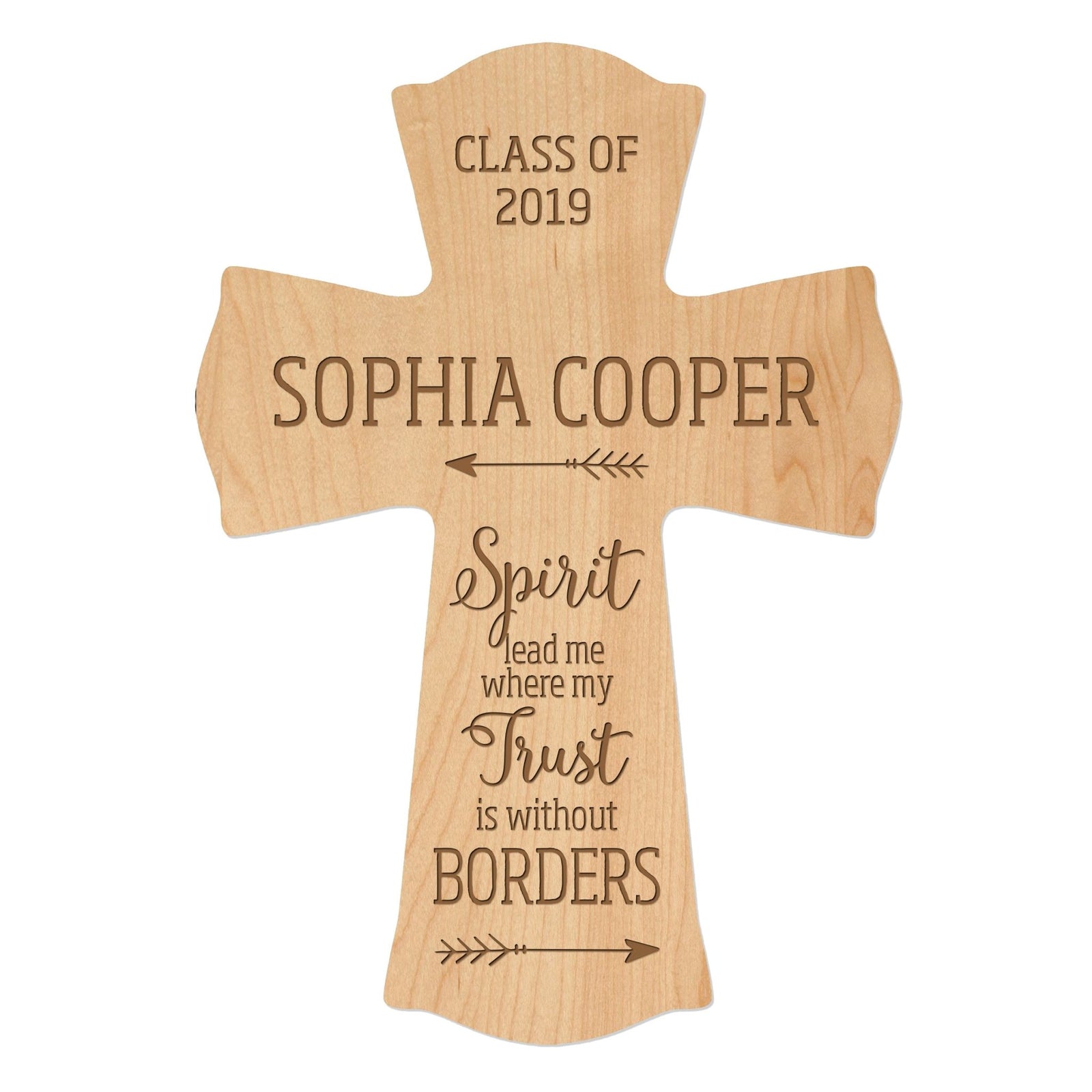 Personalized 8x11 Graduation Cross Gift For Graduate - Spirit Lead Me - LifeSong Milestones