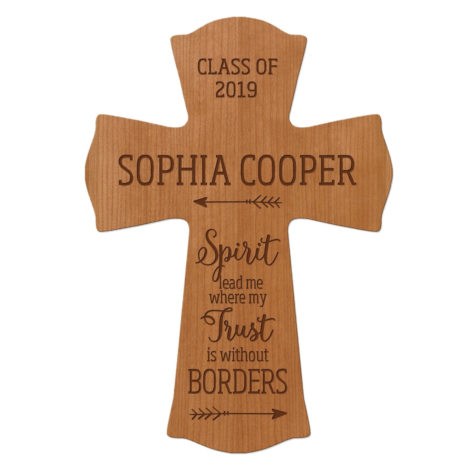 Personalized 8x11 Graduation Cross Gift For Graduate - Spirit Lead Me - LifeSong Milestones