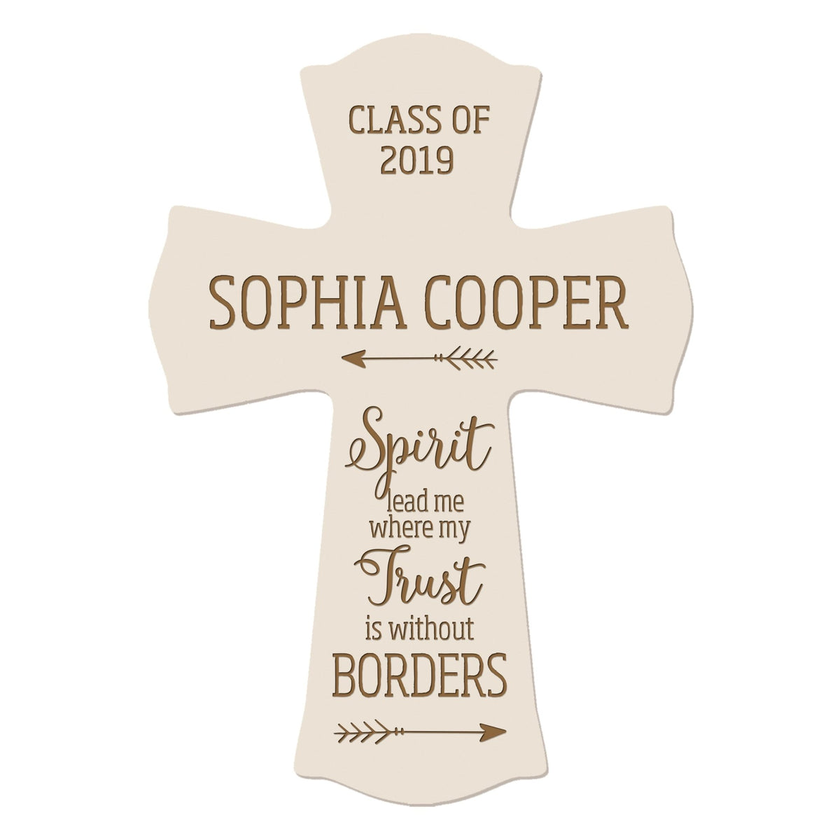 Personalized 8x11 Graduation Cross Gift For Graduate - Spirit Lead Me - LifeSong Milestones