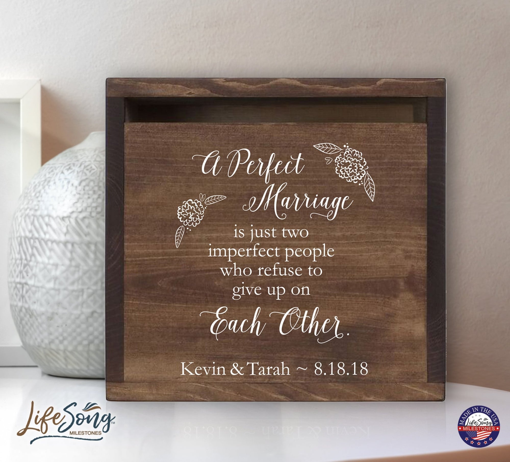 Personalized A Perfect Marriage Wedding Card Box with Front Slot - LifeSong Milestones