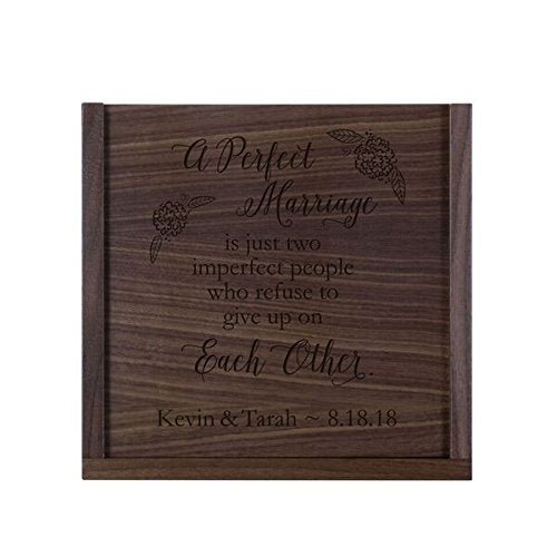 Personalized A Perfect Marriage Wooden Wedding Card Box with Sliding Top - LifeSong Milestones