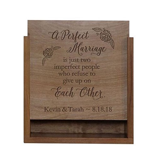 Personalized A Perfect Marriage Wooden Wedding Card Box with Sliding Top - LifeSong Milestones