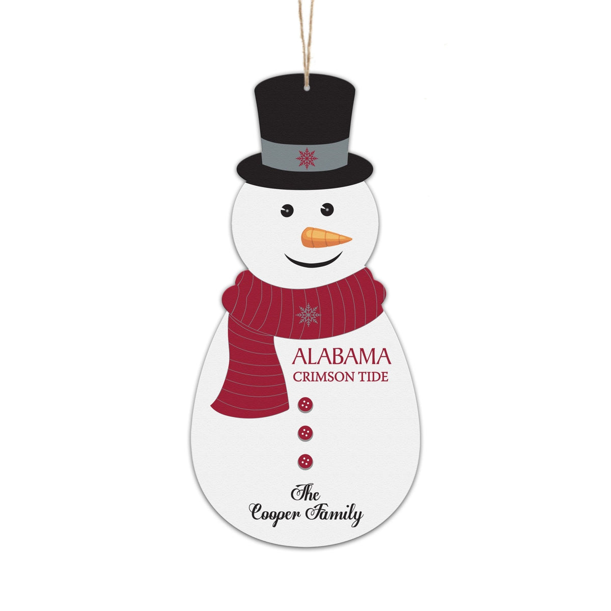 Personalized Alabama Snowman Ornament Gift - LifeSong Milestones