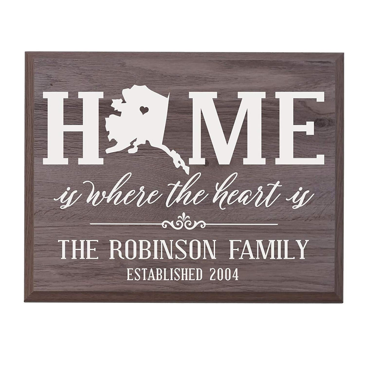 Personalized Alaska State Home is Where the heart is Sign - LifeSong Milestones
