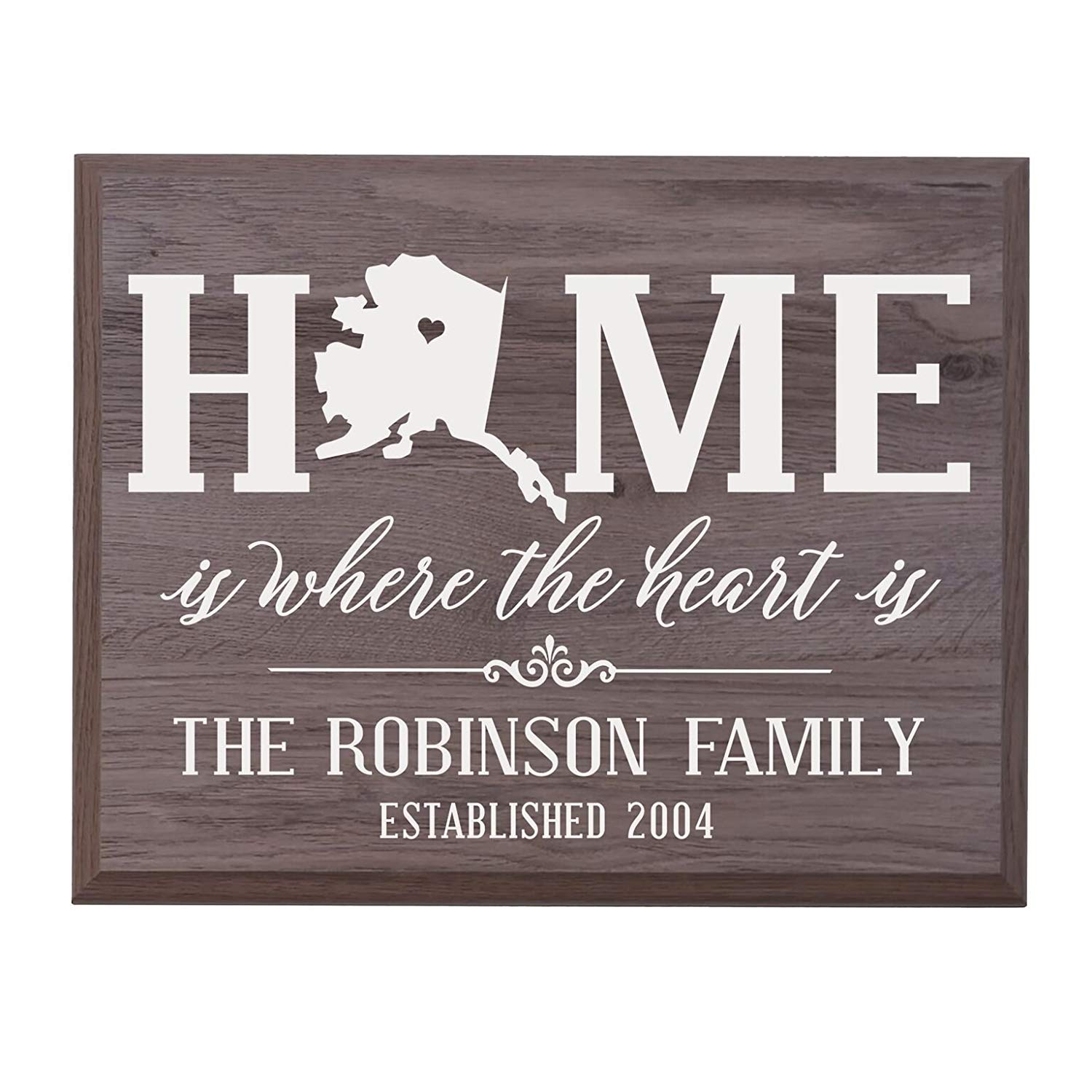 Personalized Alaska State Home is Where the heart is Sign - LifeSong Milestones