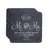 Lifesong Milestones Slate coasters adorned with personalized engravings commemorating a wedding anniversary.