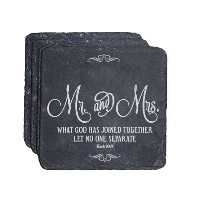 Personalized Anniversary 4 Pc Coaster Set - Mr. & Mrs. - LifeSong Milestones