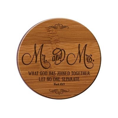 Personalized Anniversary Bamboo 7pc Coaster Set - Mr. & Mrs. - LifeSong Milestones