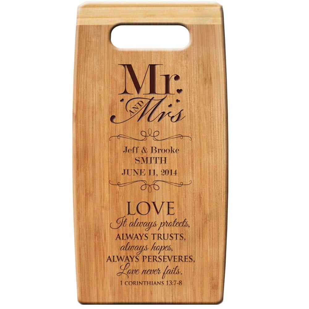 Personalized Anniversary Bamboo Cutting Board Mr &amp; Mrs - LifeSong Milestones