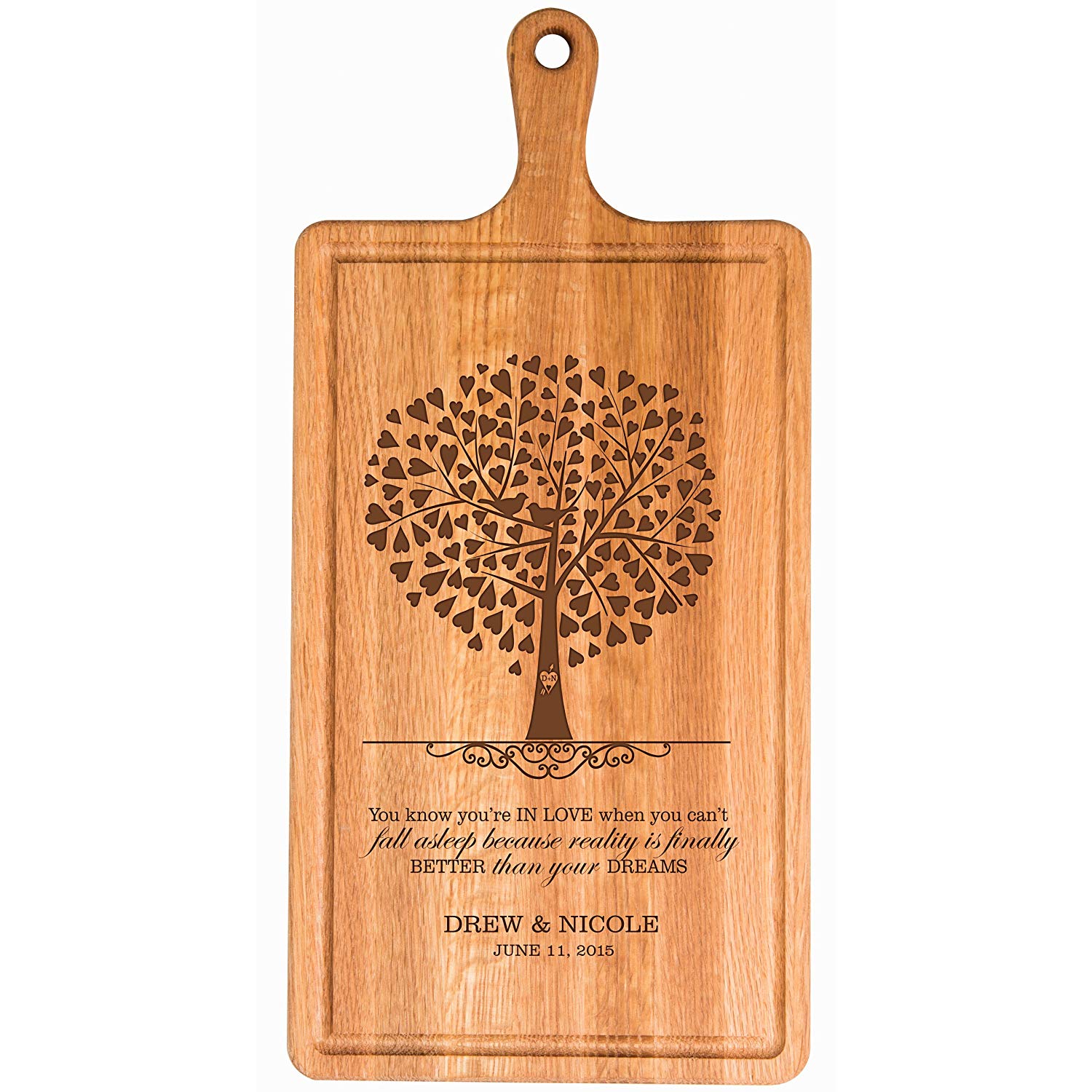 Personalized Anniversary Cherry Cutting Board "In Love" - LifeSong Milestones