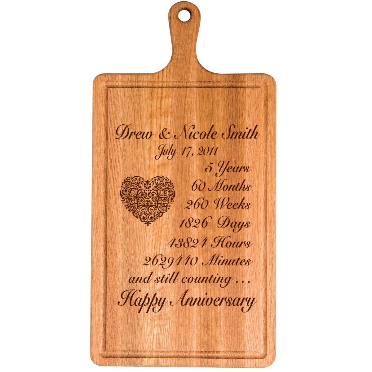 Personalized Anniversary Cutting Board - Years Months Weeks Days Hours Minutes Seconds - LifeSong Milestones