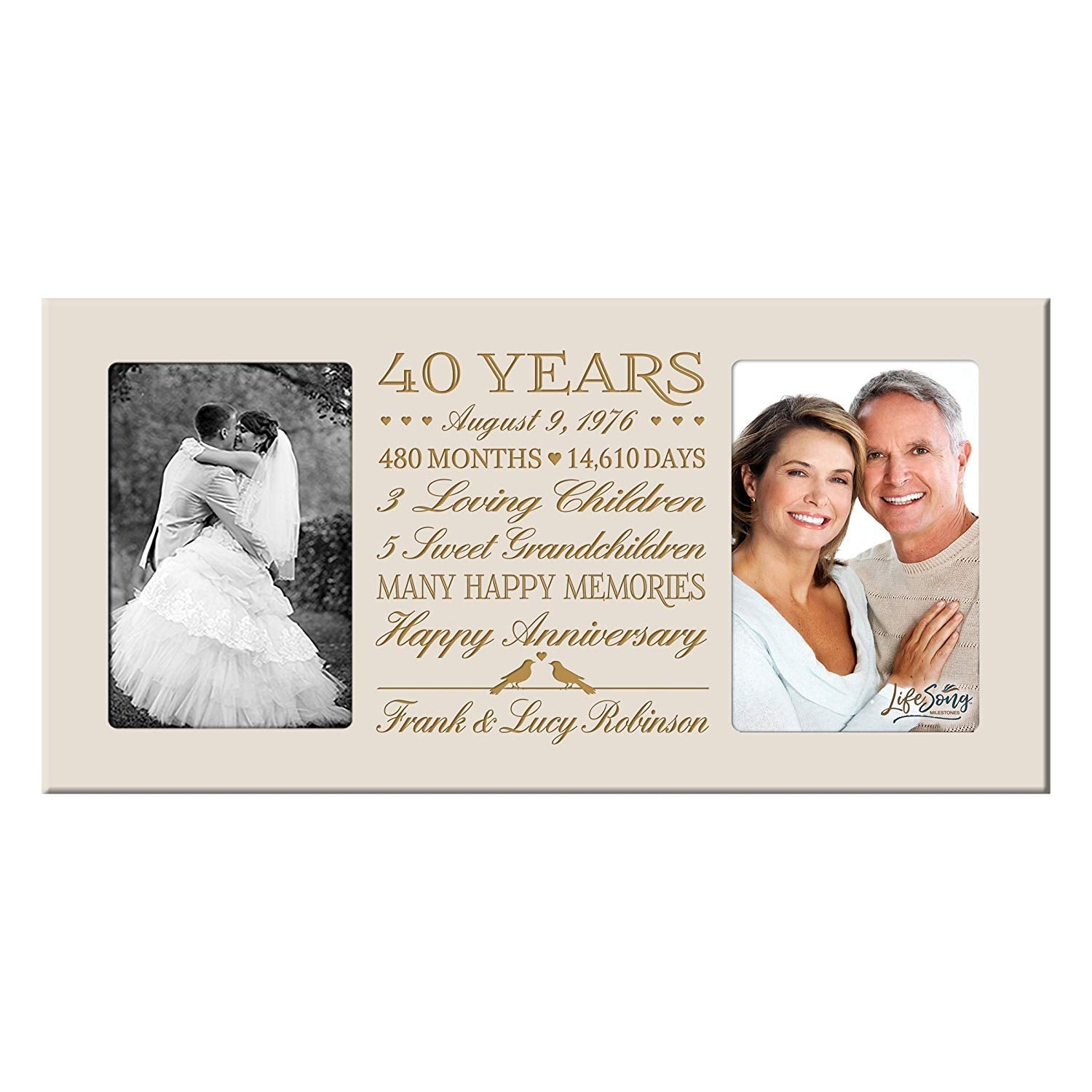 Lifesong Milestones Personalized Picture Frame for Couples 40th Wedding Anniversary Decorations