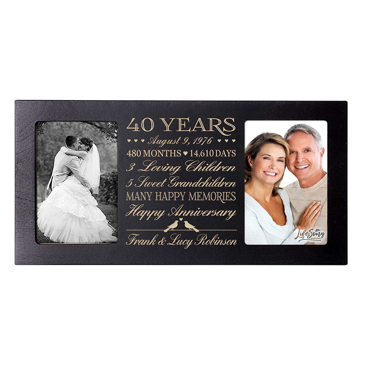 Lifesong Milestones Personalized Picture Frame for Couples 40th Wedding Anniversary Decorations