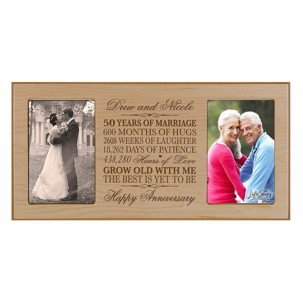 50th anniversary double picture frame personalized gift for golden wedding anniversary