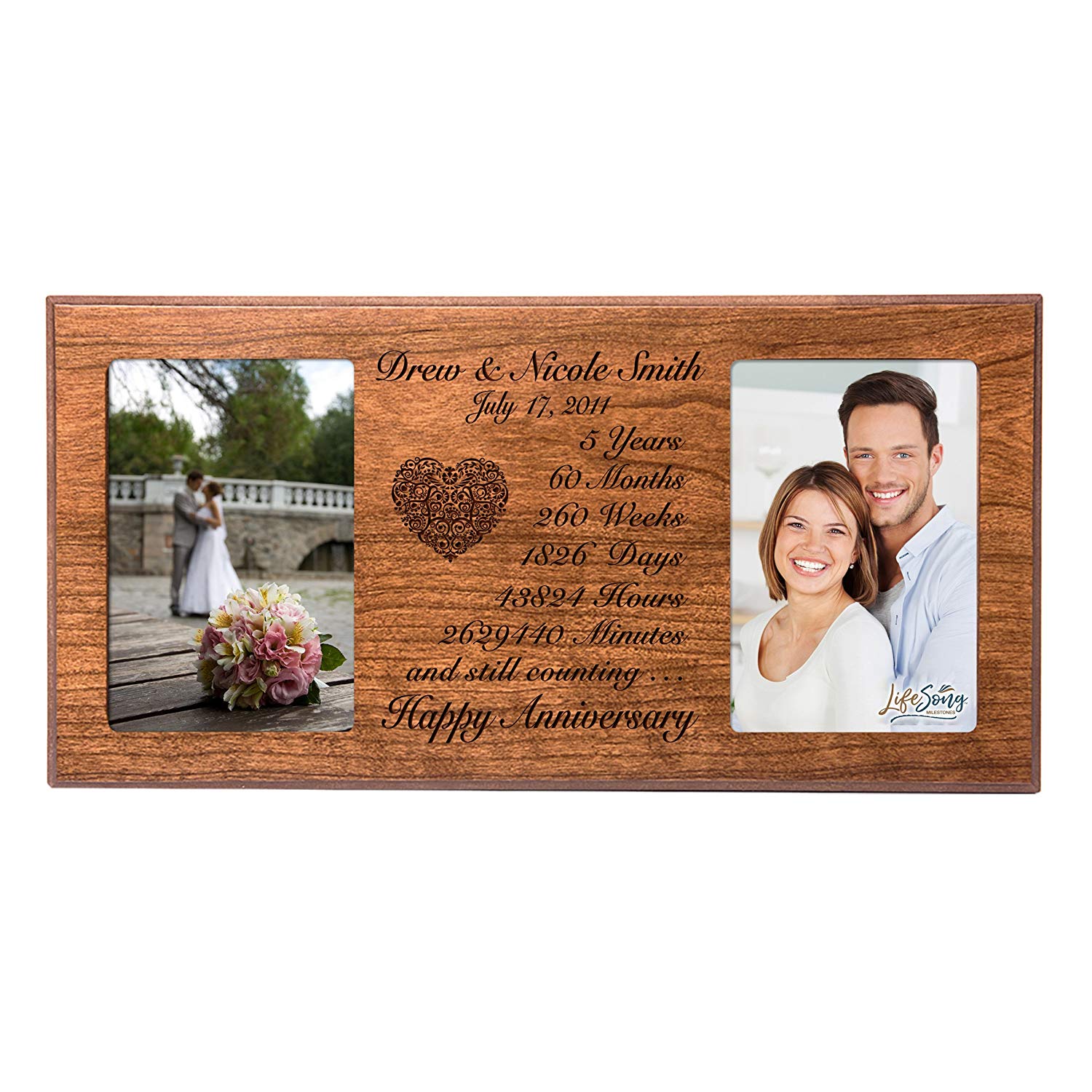 Lifesong Milestones Personalized Picture Frame for Couples 5th Wedding Anniversary Decorations
