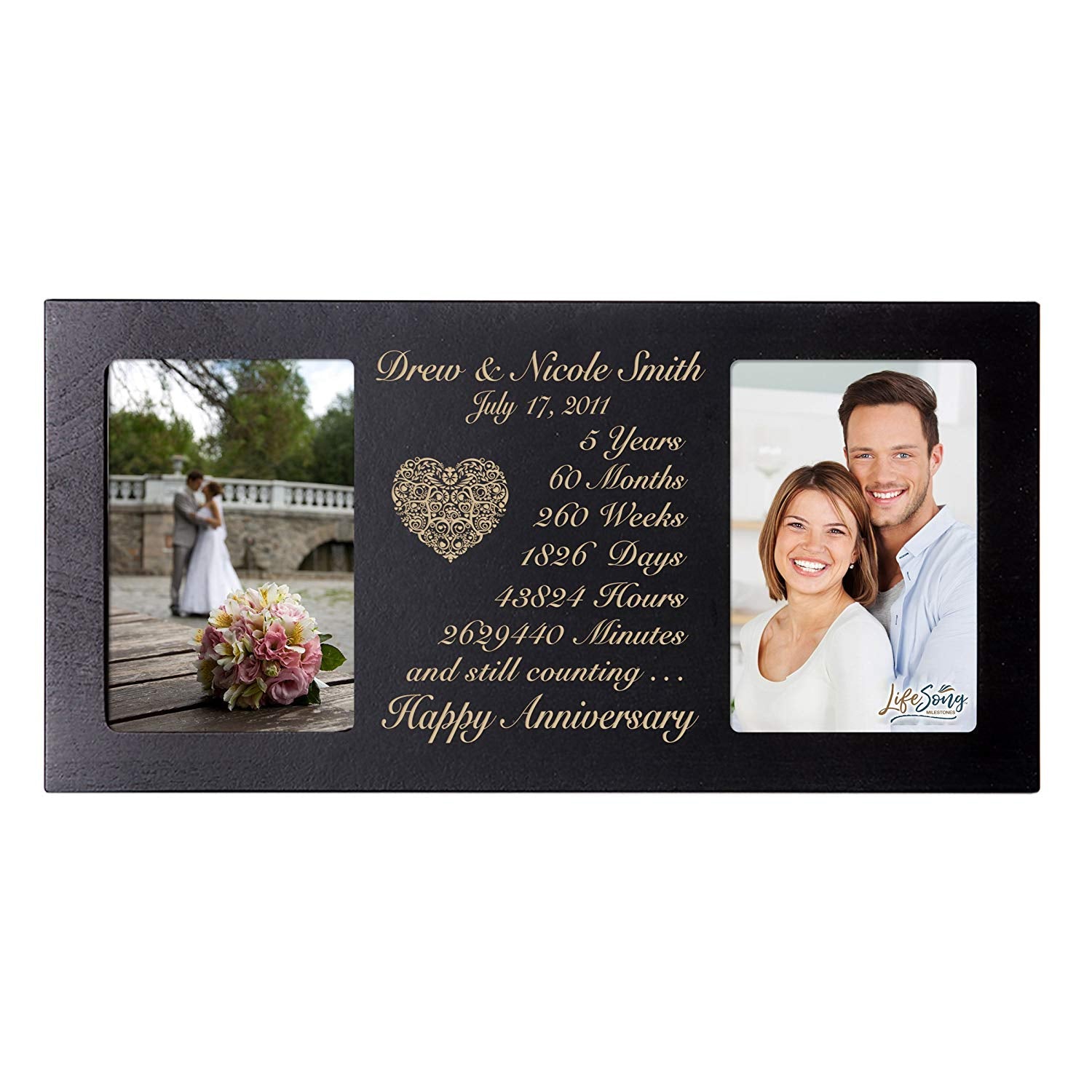 Lifesong Milestones Personalized Picture Frame for Couples 5th Wedding Anniversary Decorations